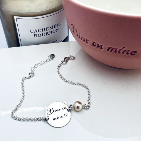 Bratara personalizata argint cu perla - Bine cu mine [1]