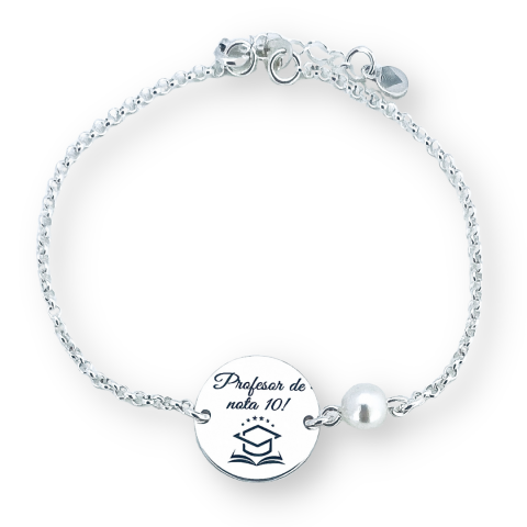 Bratara personalizata argint cu perla - Profesor de nota 10 [2]