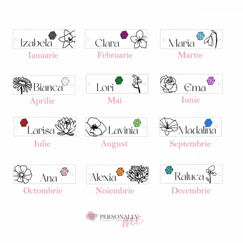 Brățară personalizată cu floare lunară și cristal – argint 925 [4]