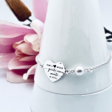 Cadouri Personalizate - Bratara Personalizata argint cadou educatoare O inima uriasa - Personally ME