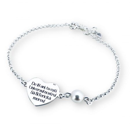 Bratara personalizata argint, perla Swarovski, cadou Majorat [1]
