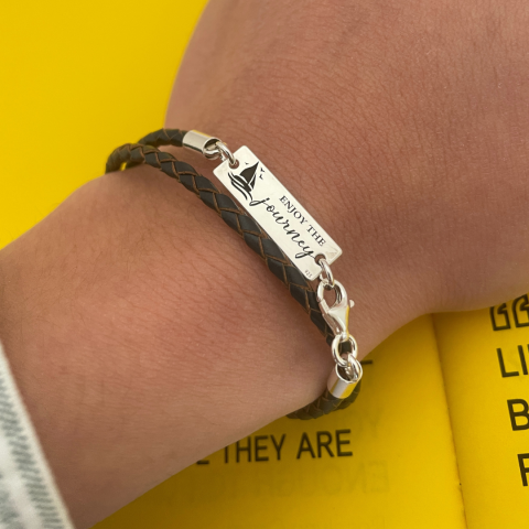 Bratara snur piele personalizata pentru adolescenti: Enjoy the Journey [1]
