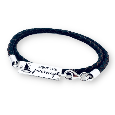 Livrare Express - Bratara snur piele personalizata pentru adolescenti: Enjoy the Journey
