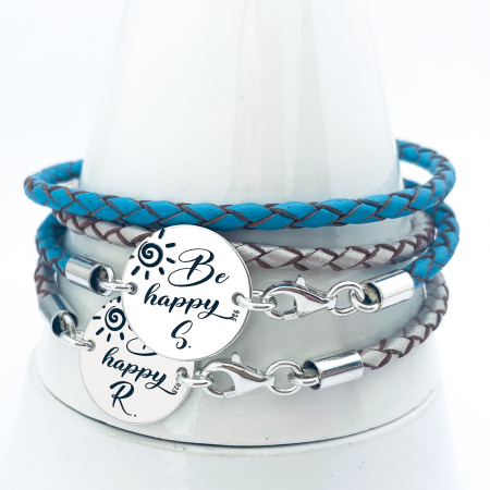 Bratara gravata snur impletit dublu piele naturala Be Happy - Personally Me [1]