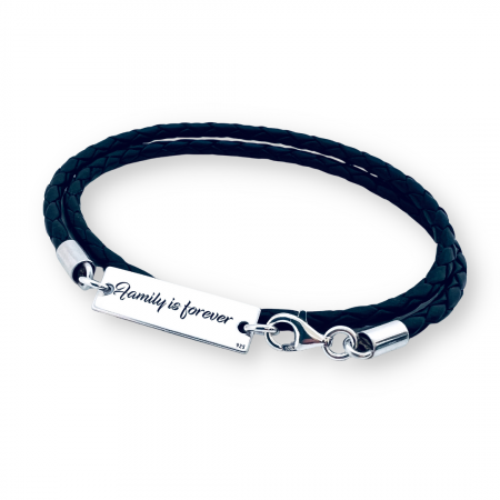 Bratara personalizata argint snur piele Talpite bebe [2]