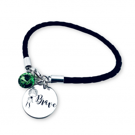 Cadouri de Craciun pentru copii - Bratara personalizata argint, snur piele Brave - Personally ME