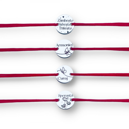 Bratara personalizata argint, snur reglabil Fericire - Personally ME [1]