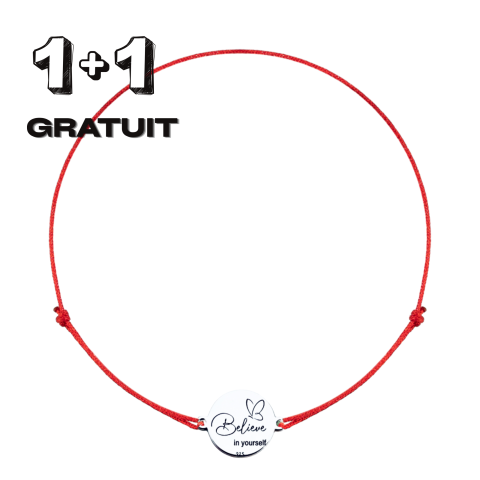 1 + 1 GRATUIT - Brățară personalizată argint șnur reglabil – Believe in Yourself