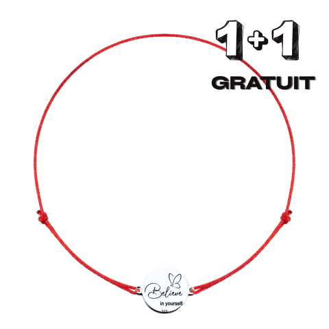 REDUCERI MARI - Brățară personalizată argint șnur reglabil – Believe in Yourself