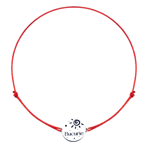 Bratara personalizata argint, snur reglabil Bucurie - Personally ME