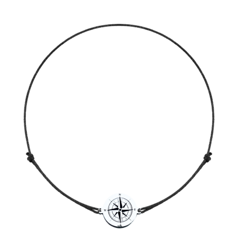 Brățară personalizată argint cu Busolă – șnur reglabil [1]