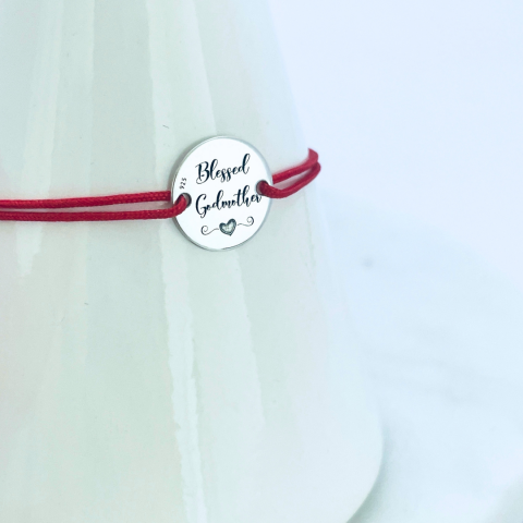 Bratara argint, snur reglabil - Cadou pentru nasa [0]