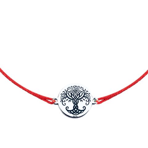 Bratari argint barbati personalizate - Bratara personalizata argint, snur reglabil Copacul Vietii