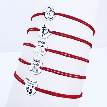 Bratara argint gravata pentru bebelusi, snur reglabil - Heart & Cross [1]