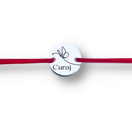 Cadouri corporate personalizate - Bratara personalizata argint, snur reglabil Curaj - Personally ME