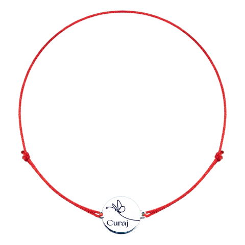 Bratara personalizata argint, snur reglabil Curaj - Personally ME