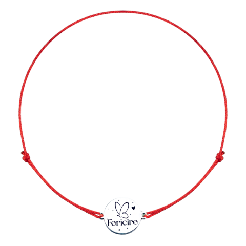 Bijuterii Personalizate - Bratara personalizata argint, snur reglabil Fericire - Personally ME