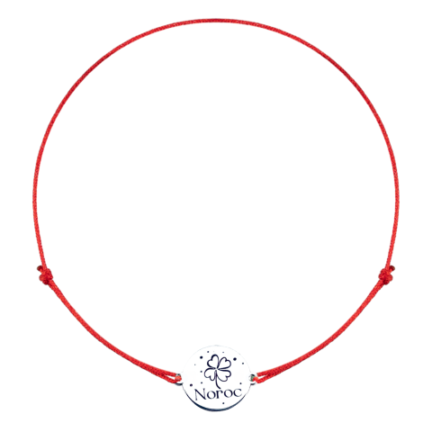 Bijuterii Personalizate - Bratara personalizata argint, snur reglabil Noroc - Personally ME