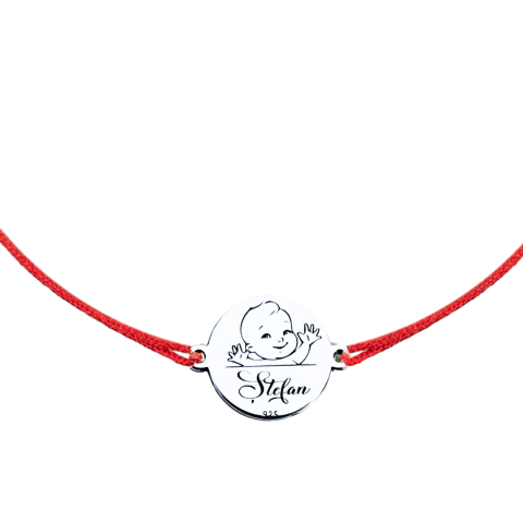 Bratara argint, personalizata snur reglabil Nume Simbol bebelus [3]