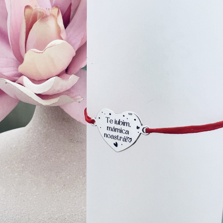 Bratara gravata, cu inima argint personalizata Kind Heart [2]