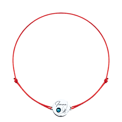 Bratara personalizata argint, snur reglabil si cristal - Nume si Fluturas [2]