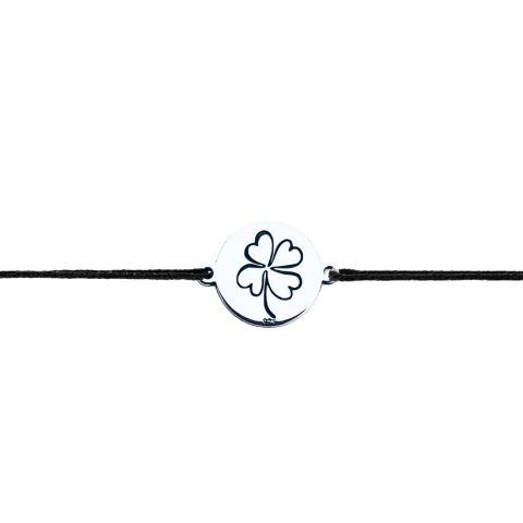 Bratara personalizata argint, snur reglabil Trifoi [2]