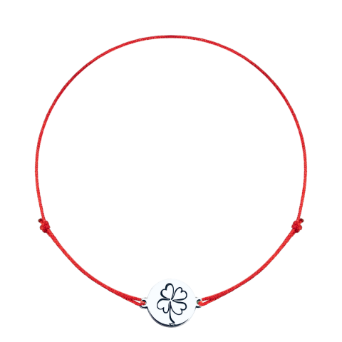 Bratara personalizata argint, snur reglabil Trifoi [1]