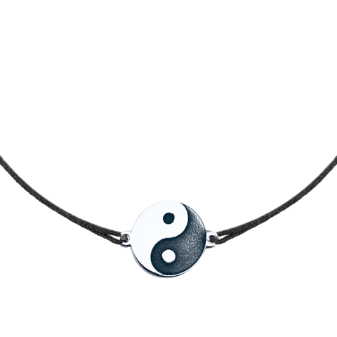 Bratari argint barbati personalizate - Bratara personalizata argint, snur reglabil Ying si Yang