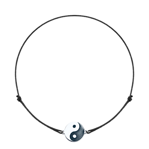 Bratara personalizata argint, snur reglabil Ying si Yang [2]