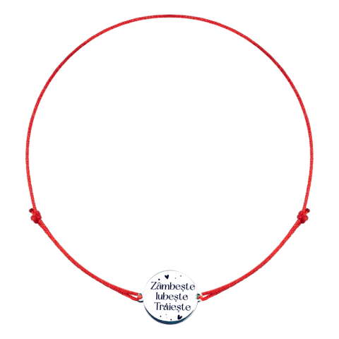 Bijuterii Personalizate - Bratara personalizata argint, snur reglabil Zambeste Iubeste Traieste - Personally ME