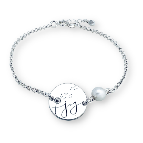 Bijuterii Personalizate - Bratara personalizata cu banut din argint si perla - Joy
