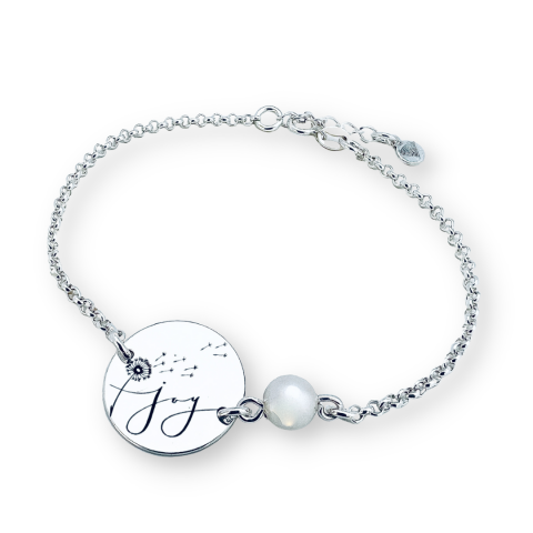 Bratara personalizata cu banut din argint si perla - Joy [1]