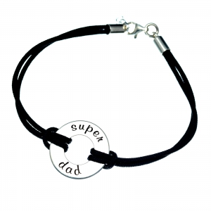 Bratara argint barbati personalizata - snur piele - Personally ME [1]