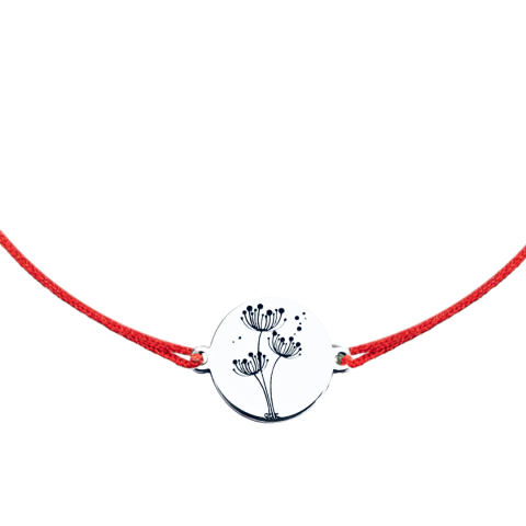 Bratari argint barbati personalizate - Brățară personalizată din argint, cu șnur reglabil – simbol Papadie