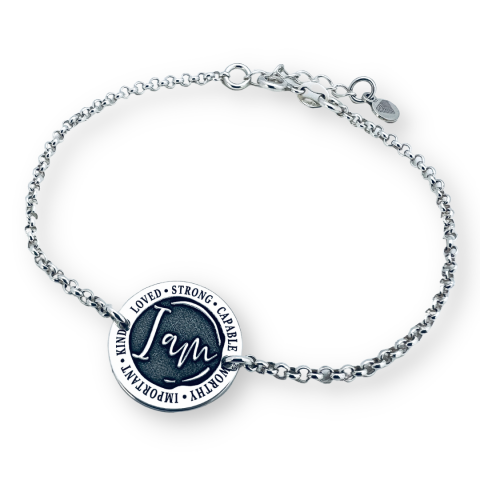 Cadouri personalizate Sfanta Maria - Bratara personalizata din argint - I Am - Puterea intentiei la mana ta