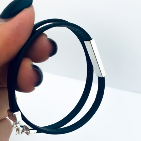 Bratara barbateasca personalizata pandantiv 3D argint snur piele [1]