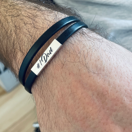 Bratara barbateasca personalizata pandantiv 3D argint snur piele [2]