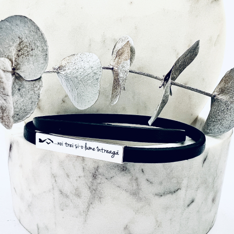 Bratari Barbati Personalizate Argint Snur Piele [3]