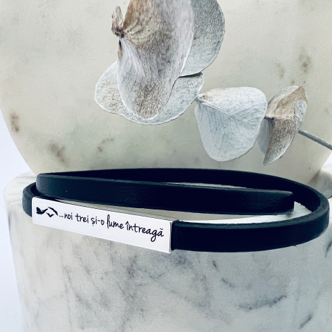 Bratari Barbati Personalizate Argint Snur Piele [1]