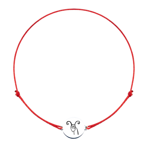 Bratari cu snur personalizate - Bratara cu zodie gravata, banut argint si snur reglabil textil - Berbec