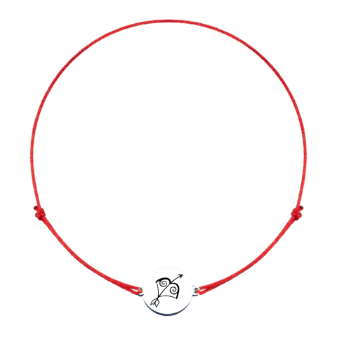 Cadouri sub 150 lei - Bratara Zodie cu banut argint si snur reglabil - Zodia Sagetator