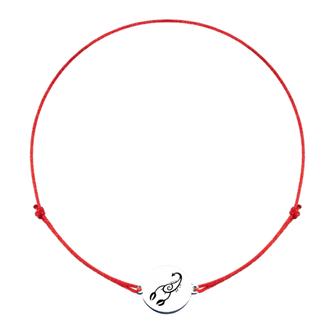 Cadouri sub 150 lei - Bratara Zodie cu banut argint si snur reglabil - Zodia Scorpion