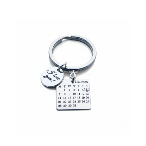 Cadouri de Craciun pentru iubit / sot - Brelocuri personalizate argint calendar I Love You - Personally ME