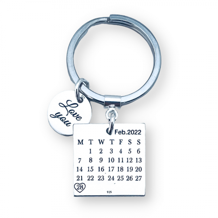 Brelocuri personalizate argint Calendar Mesaj Love You [2]