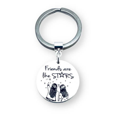 Accesorii argint personalizate - Breloc personalizat argint Friends are like Stars