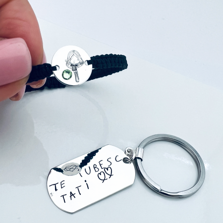 Breloc Chei Personalizat Placuta Army Argint Te iubesc tati [1]