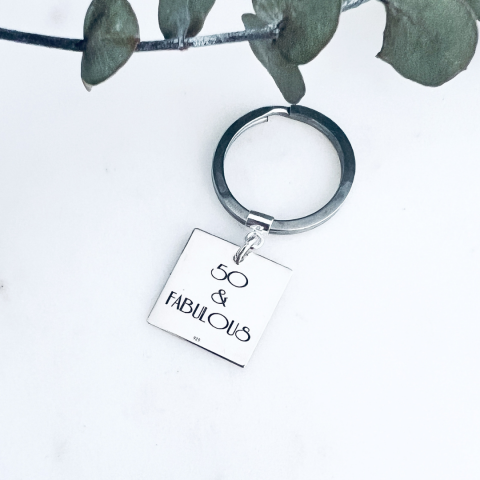 Accesorii argint personalizate - Breloc personalizat din argint - 50 & Fabulos