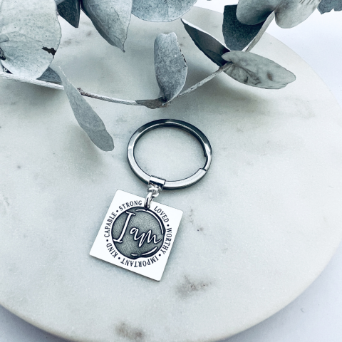 Breloc personalizat din argint - I am [1]