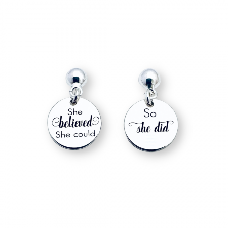 Cercei personalizati cu banuti argint She believed she could [1]