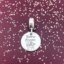 Charm argint personalizat banut Sisters Forever [1]